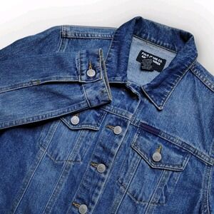 Vintage Polo Jeans Co. Ralph Lauren Jacket Womens Medium Blue Denim Cropped Y2K